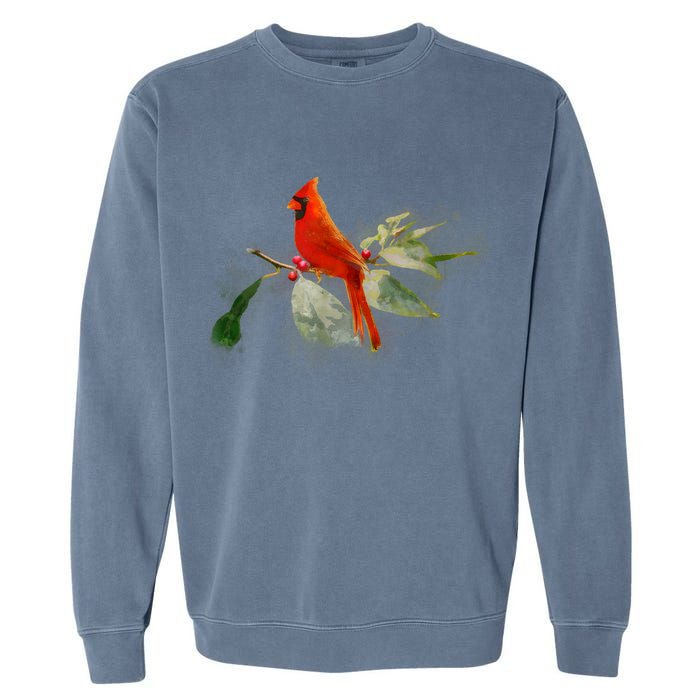 Wild Red Cardinal Bird Garment-Dyed Sweatshirt