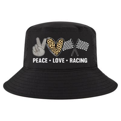 Womens Racing Design Kids Peace Love Racing Race Flag Cool Comfort Performance Bucket Hat