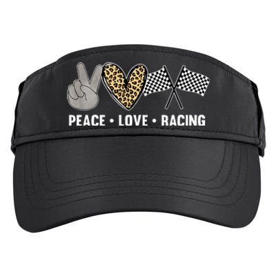 Womens Racing Design Kids Peace Love Racing Race Flag Adult Drive Performance Visor