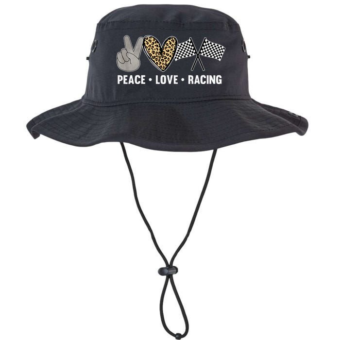 Womens Racing Design Kids Peace Love Racing Race Flag Legacy Cool Fit Booney Bucket Hat