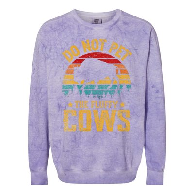 Womens Retro Do Not Pet The Fluffy Cows Vintage Bison Lover Colorblast Crewneck Sweatshirt