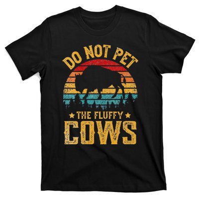 Womens Retro Do Not Pet The Fluffy Cows Vintage Bison Lover T-Shirt