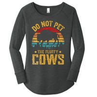 Womens Retro Do Not Pet The Fluffy Cows Vintage Bison Lover Women's Perfect Tri Tunic Long Sleeve Shirt