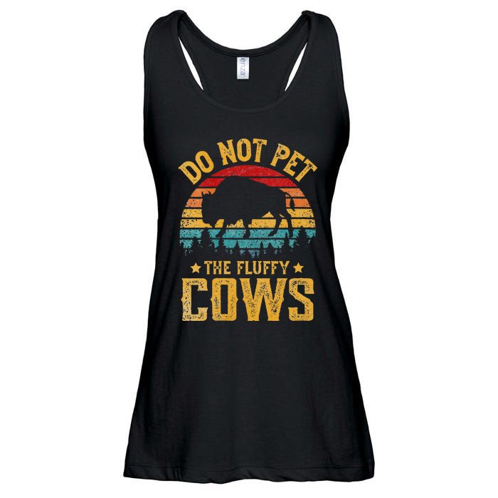 Womens Retro Do Not Pet The Fluffy Cows Vintage Bison Lover Ladies Essential Flowy Tank