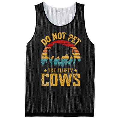 Womens Retro Do Not Pet The Fluffy Cows Vintage Bison Lover Mesh Reversible Basketball Jersey Tank