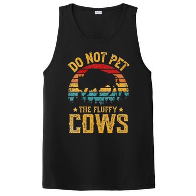 Womens Retro Do Not Pet The Fluffy Cows Vintage Bison Lover PosiCharge Competitor Tank