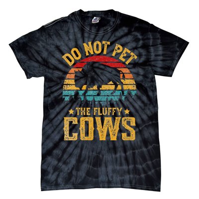 Womens Retro Do Not Pet The Fluffy Cows Vintage Bison Lover Tie-Dye T-Shirt