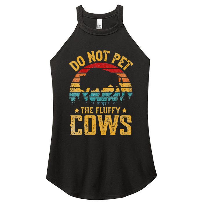 Womens Retro Do Not Pet The Fluffy Cows Vintage Bison Lover Women's Perfect Tri Rocker Tank