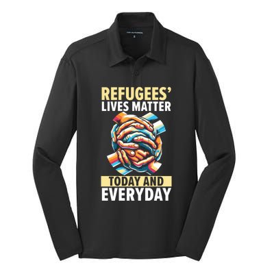 World Refugee Day Evacuee Immigrant Emigrant Gift Silk Touch Performance Long Sleeve Polo