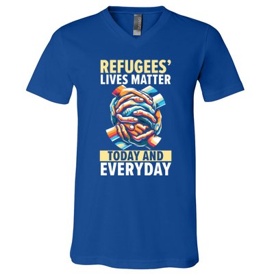 World Refugee Day Evacuee Immigrant Emigrant Gift V-Neck T-Shirt