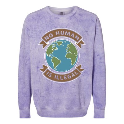 World Refugee Day No Hu Is Illegal Funny Gift Colorblast Crewneck Sweatshirt