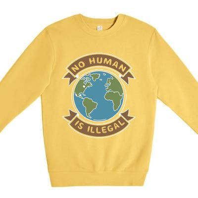 World Refugee Day No Hu Is Illegal Funny Gift Premium Crewneck Sweatshirt