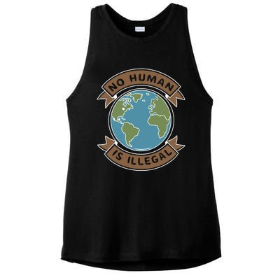 World Refugee Day No Hu Is Illegal Funny Gift Ladies PosiCharge Tri-Blend Wicking Tank