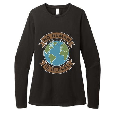 World Refugee Day No Hu Is Illegal Funny Gift Womens CVC Long Sleeve Shirt