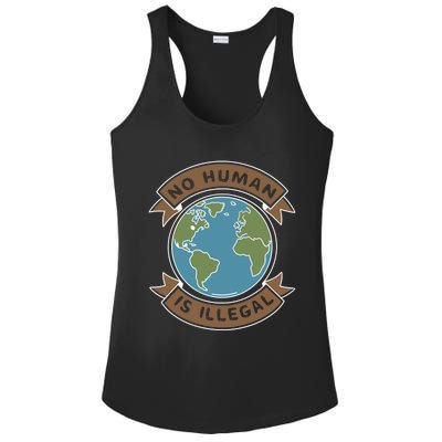 World Refugee Day No Hu Is Illegal Funny Gift Ladies PosiCharge Competitor Racerback Tank