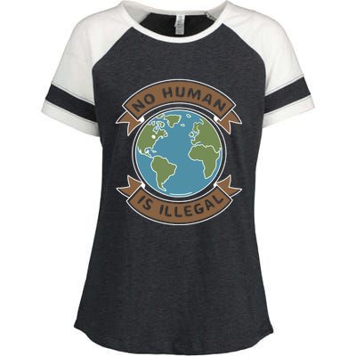 World Refugee Day No Hu Is Illegal Funny Gift Enza Ladies Jersey Colorblock Tee