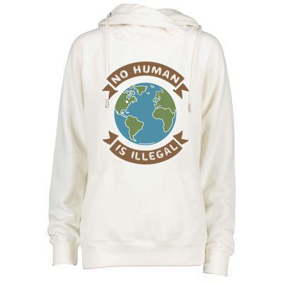 World Refugee Day No Hu Is Illegal Funny Gift Womens Funnel Neck Pullover Hood