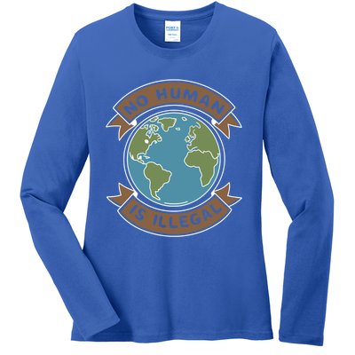 World Refugee Day No Hu Is Illegal Funny Gift Ladies Long Sleeve Shirt