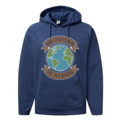 World Refugee Day No Hu Is Illegal Funny Gift Performance Fleece Hoodie