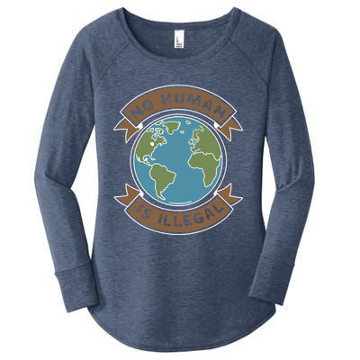 World Refugee Day No Hu Is Illegal Funny Gift Women's Perfect Tri Tunic Long Sleeve Shirt