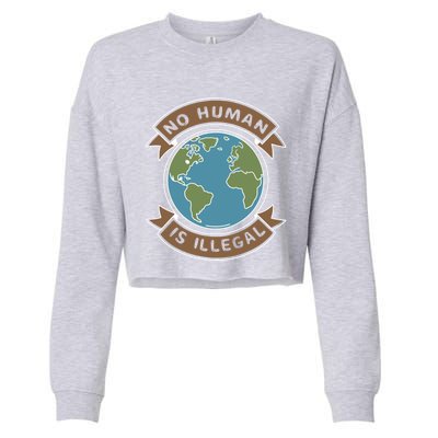 World Refugee Day No Hu Is Illegal Funny Gift Cropped Pullover Crew