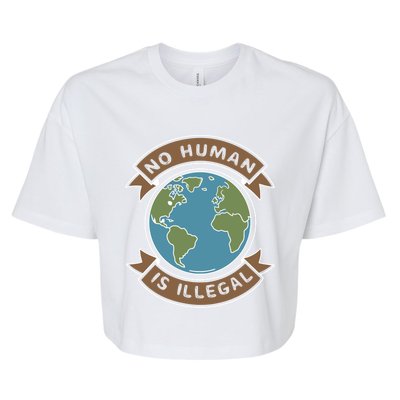 World Refugee Day No Hu Is Illegal Funny Gift Bella+Canvas Jersey Crop Tee