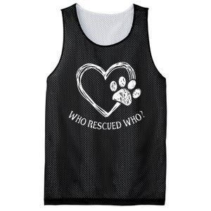 Who Rescued Dog Rescue Who Funny Paw Print Heart Mesh Reversible Basketball Jersey Tank