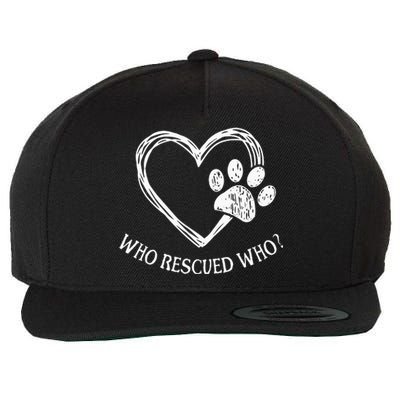 Who Rescued Dog Rescue Who Funny Paw Print Heart Wool Snapback Cap