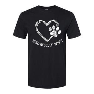 Who Rescued Dog Rescue Who Funny Paw Print Heart Softstyle® CVC T-Shirt