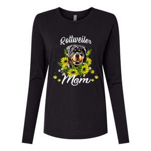 Wo Rottie Dog Mom Mother's Day Sunflower Rottweiler Mom Womens Cotton Relaxed Long Sleeve T-Shirt