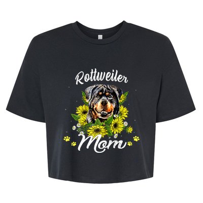 Wo Rottie Dog Mom Mother's Day Sunflower Rottweiler Mom Bella+Canvas Jersey Crop Tee