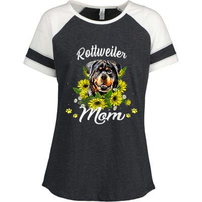 Wo Rottie Dog Mom Mother's Day Sunflower Rottweiler Mom Enza Ladies Jersey Colorblock Tee