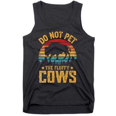 Womens Retro Do Not Pet The Fluffy Cows Vintage Bison Lover Tank Top