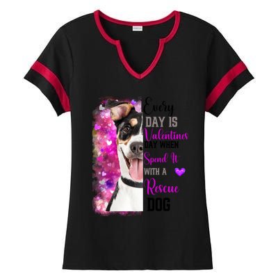 Wo Rescue Dog Dog Valentines Day Mom Dogs Funny Gift Ladies Halftime Notch Neck Tee