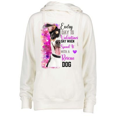 Wo Rescue Dog Dog Valentines Day Mom Dogs Funny Gift Womens Funnel Neck Pullover Hood