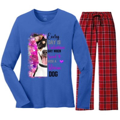 Wo Rescue Dog Dog Valentines Day Mom Dogs Funny Gift Women's Long Sleeve Flannel Pajama Set 