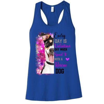 Wo Rescue Dog Dog Valentines Day Mom Dogs Funny Gift Women's Racerback Tank