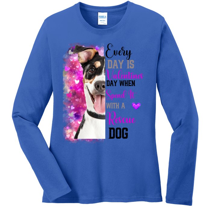 Wo Rescue Dog Dog Valentines Day Mom Dogs Funny Gift Ladies Long Sleeve Shirt