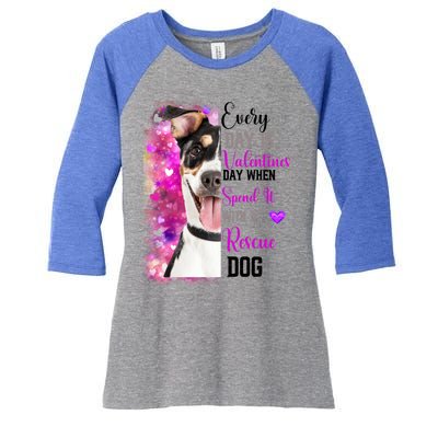 Wo Rescue Dog Dog Valentines Day Mom Dogs Funny Gift Women's Tri-Blend 3/4-Sleeve Raglan Shirt