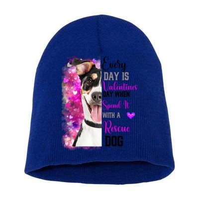 Wo Rescue Dog Dog Valentines Day Mom Dogs Funny Gift Short Acrylic Beanie