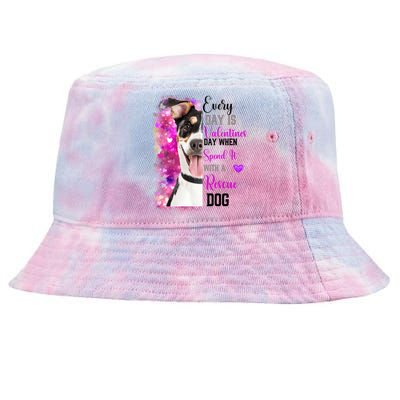 Wo Rescue Dog Dog Valentines Day Mom Dogs Funny Gift Tie-Dyed Bucket Hat