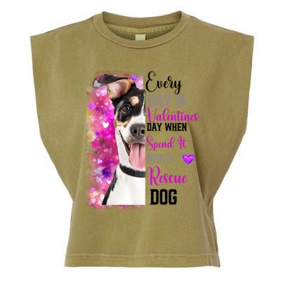 Wo Rescue Dog Dog Valentines Day Mom Dogs Funny Gift Garment-Dyed Women's Muscle Tee