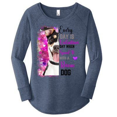 Wo Rescue Dog Dog Valentines Day Mom Dogs Funny Gift Women's Perfect Tri Tunic Long Sleeve Shirt