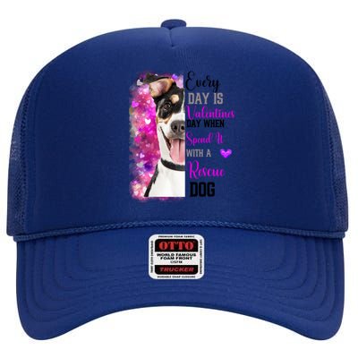 Wo Rescue Dog Dog Valentines Day Mom Dogs Funny Gift High Crown Mesh Back Trucker Hat