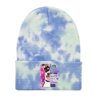 Wo Rescue Dog Dog Valentines Day Mom Dogs Funny Gift Tie Dye 12in Knit Beanie