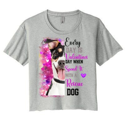 Wo Rescue Dog Dog Valentines Day Mom Dogs Funny Gift Women's Crop Top Tee