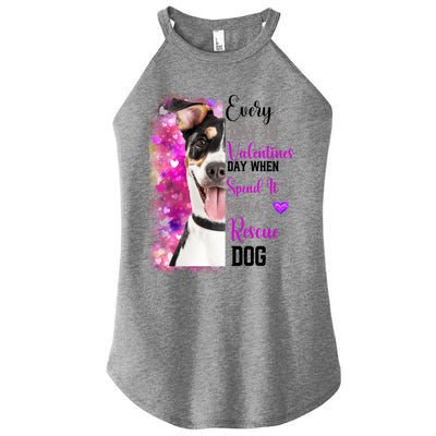 Wo Rescue Dog Dog Valentines Day Mom Dogs Funny Gift Women's Perfect Tri Rocker Tank