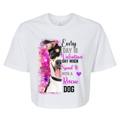 Wo Rescue Dog Dog Valentines Day Mom Dogs Funny Gift Bella+Canvas Jersey Crop Tee