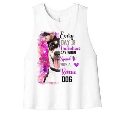 Wo Rescue Dog Dog Valentines Day Mom Dogs Funny Gift Women's Racerback Cropped Tank