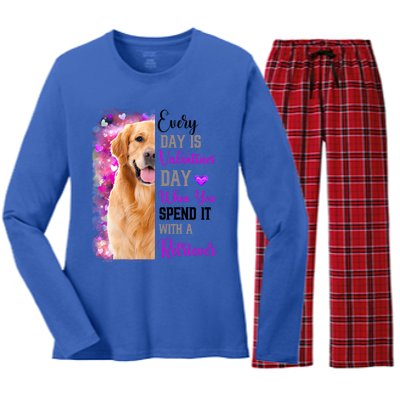 Wo Retriever Dog Valentines Day Mom Dogs Funny Gift Women's Long Sleeve Flannel Pajama Set 